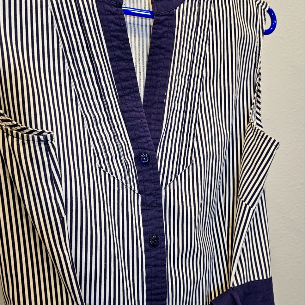 4th of July Island Republic Blue White Belt Large Dress Sleevelessl Beach Casual